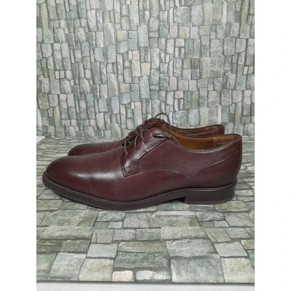 JOHNSTON MURPHY EDGERTON PLAIN TOE MENsz 10 M MAHOGANY LEATHER Oxford Derby - Picture 1 of 12